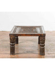 Indian 19th Century Small Wooden Coffee Table with Carved Floral Motifs-13. Asian & Chinese Furniture, Art, Antiques, Vintage Home Décor for sale at FEA Home