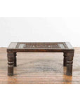 Indian 19th Century Small Wooden Coffee Table with Carved Floral Motifs, SKU , image 14