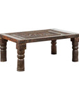Indian 19th Century Small Wooden Coffee Table with Carved Floral Motifs-1. Asian & Chinese Furniture, Art, Antiques, Vintage Home Décor for sale at FEA Home