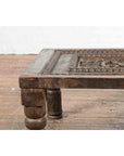 Indian 19th Century Small Wooden Coffee Table with Carved Floral Motifs-7. Asian & Chinese Furniture, Art, Antiques, Vintage Home Décor for sale at FEA Home