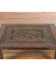 Indian 19th Century Small Wooden Coffee Table with Carved Floral Motifs-10. Asian & Chinese Furniture, Art, Antiques, Vintage Home Décor for sale at FEA Home