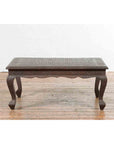 Vintage Indian Coffee Table with Embossed Floral Design and Cabriole Legs-12. Asian & Chinese Furniture, Art, Antiques, Vintage Home Décor for sale at FEA Home