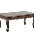 Vintage Indian Coffee Table with Embossed Floral Design and Cabriole Legs-1. Asian & Chinese Furniture, Art, Antiques, Vintage Home Décor for sale at FEA Home