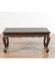 Vintage Indian Coffee Table with Embossed Floral Design and Cabriole Legs-3. Asian & Chinese Furniture, Art, Antiques, Vintage Home Décor for sale at FEA Home