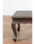 Vintage Indian Coffee Table with Embossed Floral Design and Cabriole Legs-6. Asian & Chinese Furniture, Art, Antiques, Vintage Home Décor for sale at FEA Home