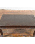 Vintage Indian Coffee Table with Embossed Floral Design and Cabriole Legs-8. Asian & Chinese Furniture, Art, Antiques, Vintage Home Décor for sale at FEA Home
