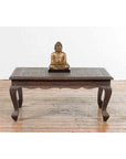 Vintage Indian Coffee Table with Embossed Floral Design and Cabriole Legs-4. Asian & Chinese Furniture, Art, Antiques, Vintage Home Décor for sale at FEA Home