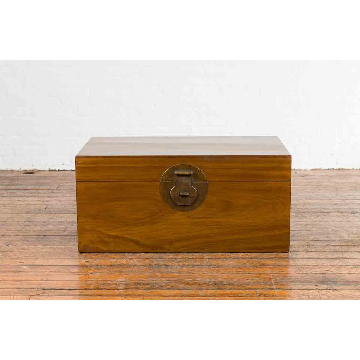 Antique Chinese Early 20th Century Elmwood Blanket Chest with Brass Hardware-3. Asian & Chinese Furniture, Art, Antiques, Vintage Home Décor for sale at FEA Home