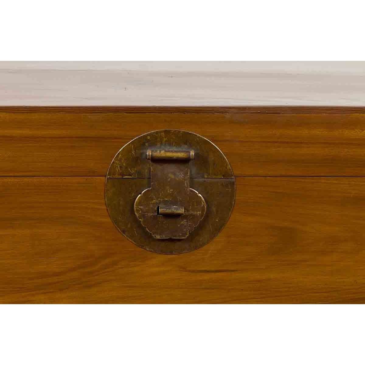 Antique Chinese Early 20th Century Elmwood Blanket Chest with Brass Hardware-7. Asian & Chinese Furniture, Art, Antiques, Vintage Home Décor for sale at FEA Home