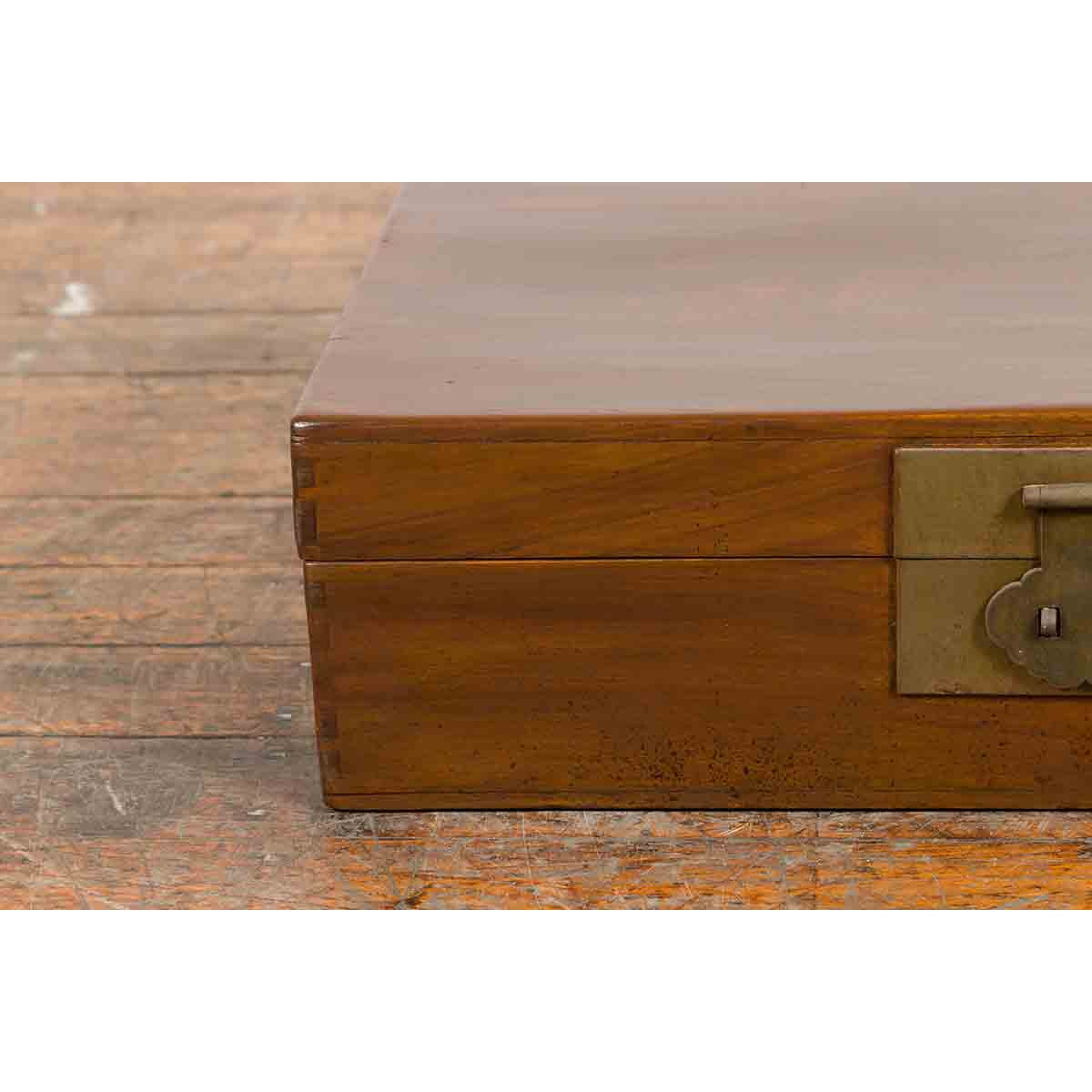 Chinese Vintage Blanket Chest with Traditional Brass Hardware and Handles-6. Asian & Chinese Furniture, Art, Antiques, Vintage Home Décor for sale at FEA Home