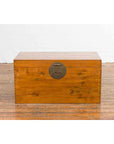 Large Vintage Chinese Wooden Blanket Chest with Brass Medallion Lock-12. Asian & Chinese Furniture, Art, Antiques, Vintage Home Décor for sale at FEA Home