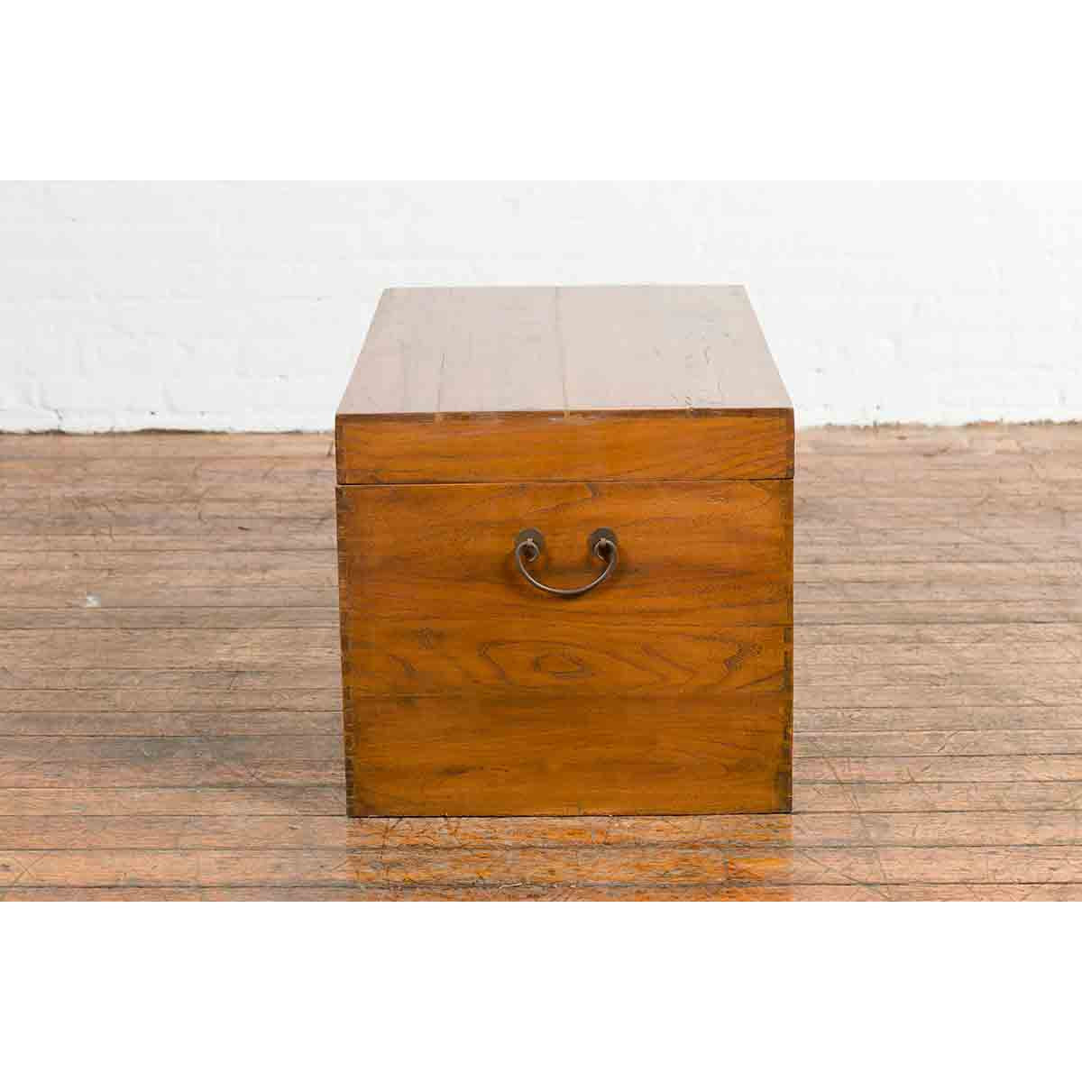 Large Vintage Chinese Wooden Blanket Chest with Brass Medallion Lock-15. Asian & Chinese Furniture, Art, Antiques, Vintage Home Décor for sale at FEA Home