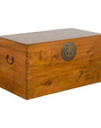 Large Vintage Chinese Wooden Blanket Chest with Brass Medallion Lock-1. Asian & Chinese Furniture, Art, Antiques, Vintage Home Décor for sale at FEA Home