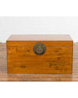 Large Vintage Chinese Wooden Blanket Chest with Brass Medallion Lock-3. Asian & Chinese Furniture, Art, Antiques, Vintage Home Décor for sale at FEA Home