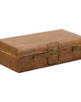 Indian Vintage Bamboo and Woven Rattan Suitcase with Brass Hardware-1. Asian & Chinese Furniture, Art, Antiques, Vintage Home Décor for sale at FEA Home