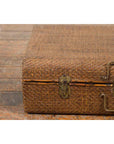 Indian Vintage Bamboo and Woven Rattan Suitcase with Brass Hardware-6. Asian & Chinese Furniture, Art, Antiques, Vintage Home Décor for sale at FEA Home