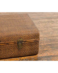 Indian Vintage Bamboo and Woven Rattan Suitcase with Brass Hardware-7. Asian & Chinese Furniture, Art, Antiques, Vintage Home Décor for sale at FEA Home