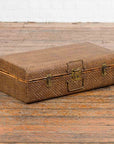 Indian Vintage Bamboo and Woven Rattan Suitcase with Brass Hardware-2. Asian & Chinese Furniture, Art, Antiques, Vintage Home Décor for sale at FEA Home