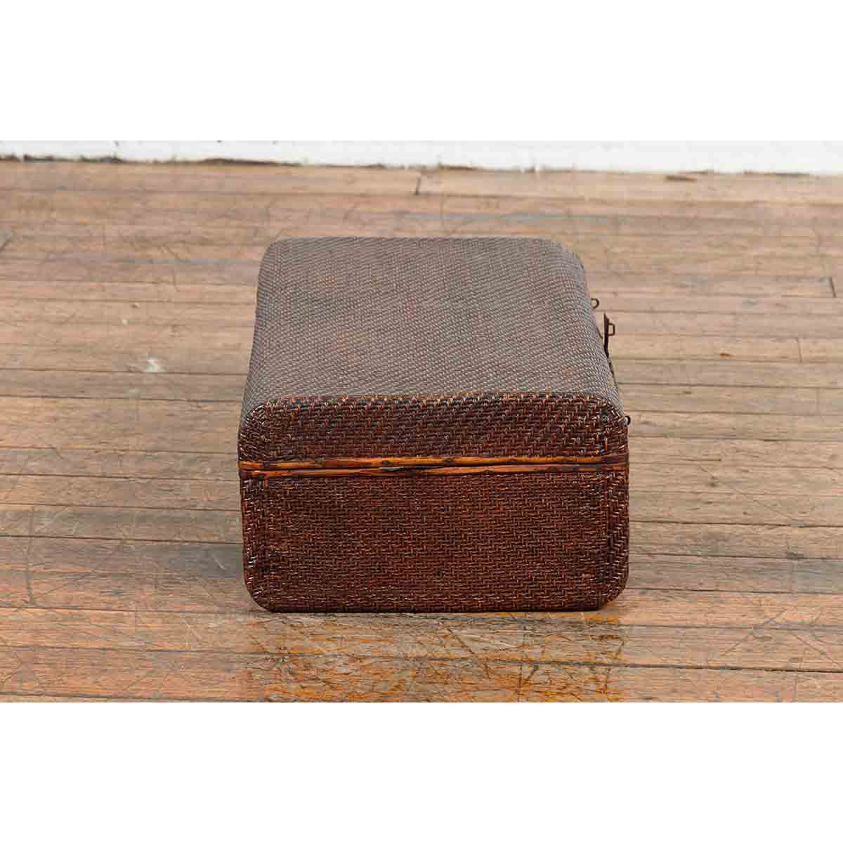 Thai 19th Century Woven Rattan over Wood Carrying Case with Painted Interior-11. Asian & Chinese Furniture, Art, Antiques, Vintage Home Décor for sale at FEA Home