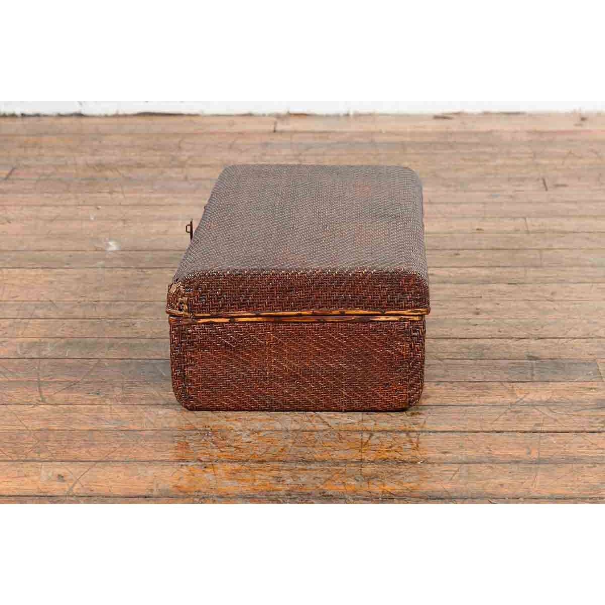 Thai 19th Century Woven Rattan over Wood Carrying Case with Painted Interior-13. Asian & Chinese Furniture, Art, Antiques, Vintage Home Décor for sale at FEA Home