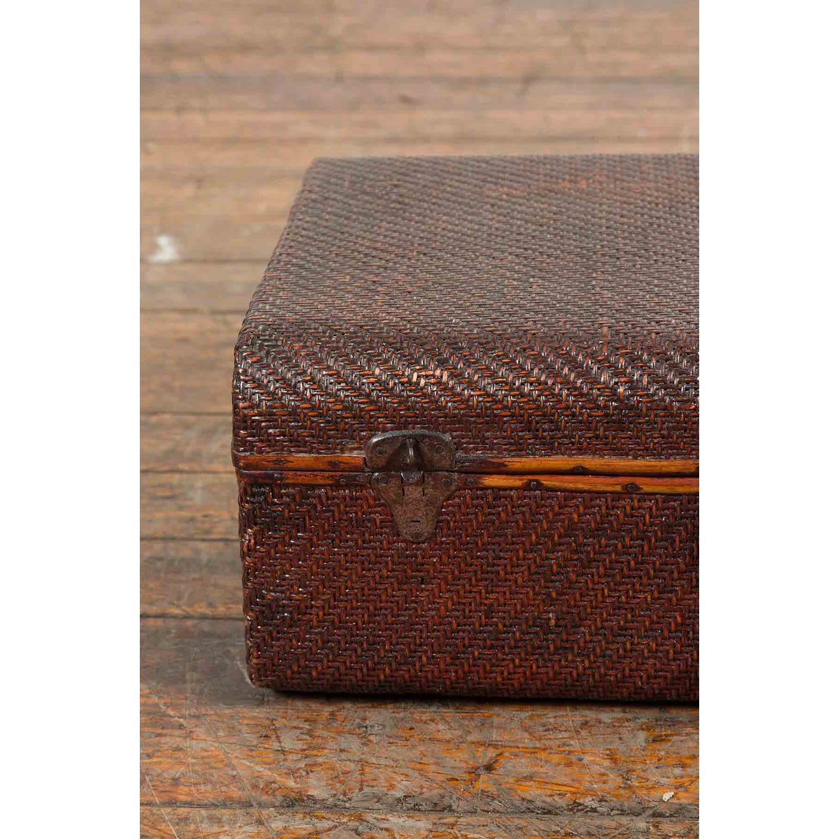 Thai 19th Century Woven Rattan over Wood Carrying Case with Painted Interior-5. Asian & Chinese Furniture, Art, Antiques, Vintage Home Décor for sale at FEA Home