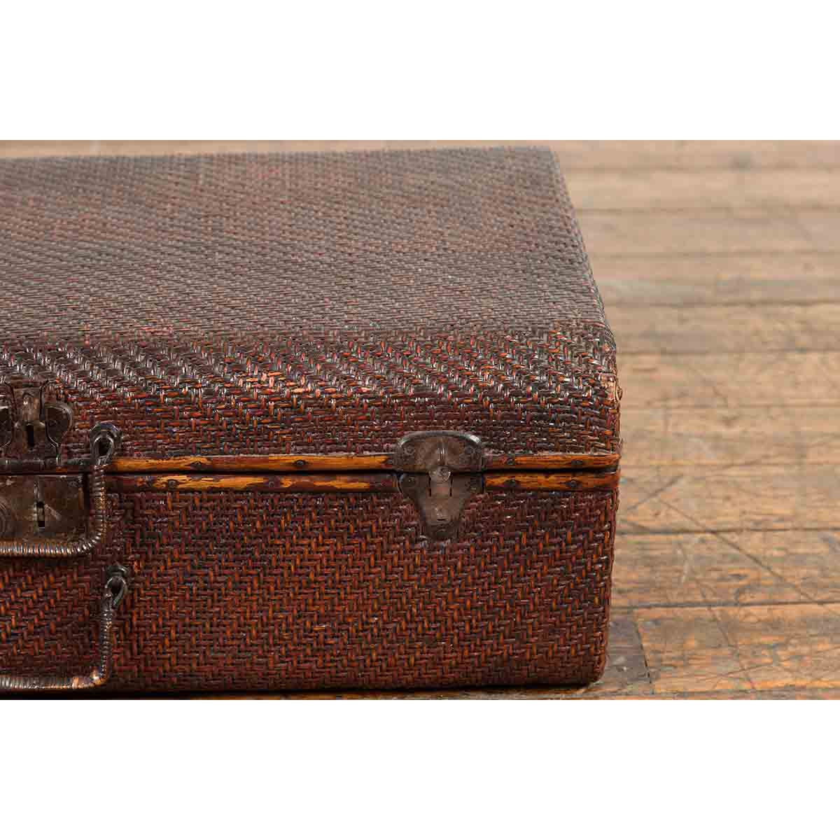 Thai 19th Century Woven Rattan over Wood Carrying Case with Painted Interior-6. Asian & Chinese Furniture, Art, Antiques, Vintage Home Décor for sale at FEA Home