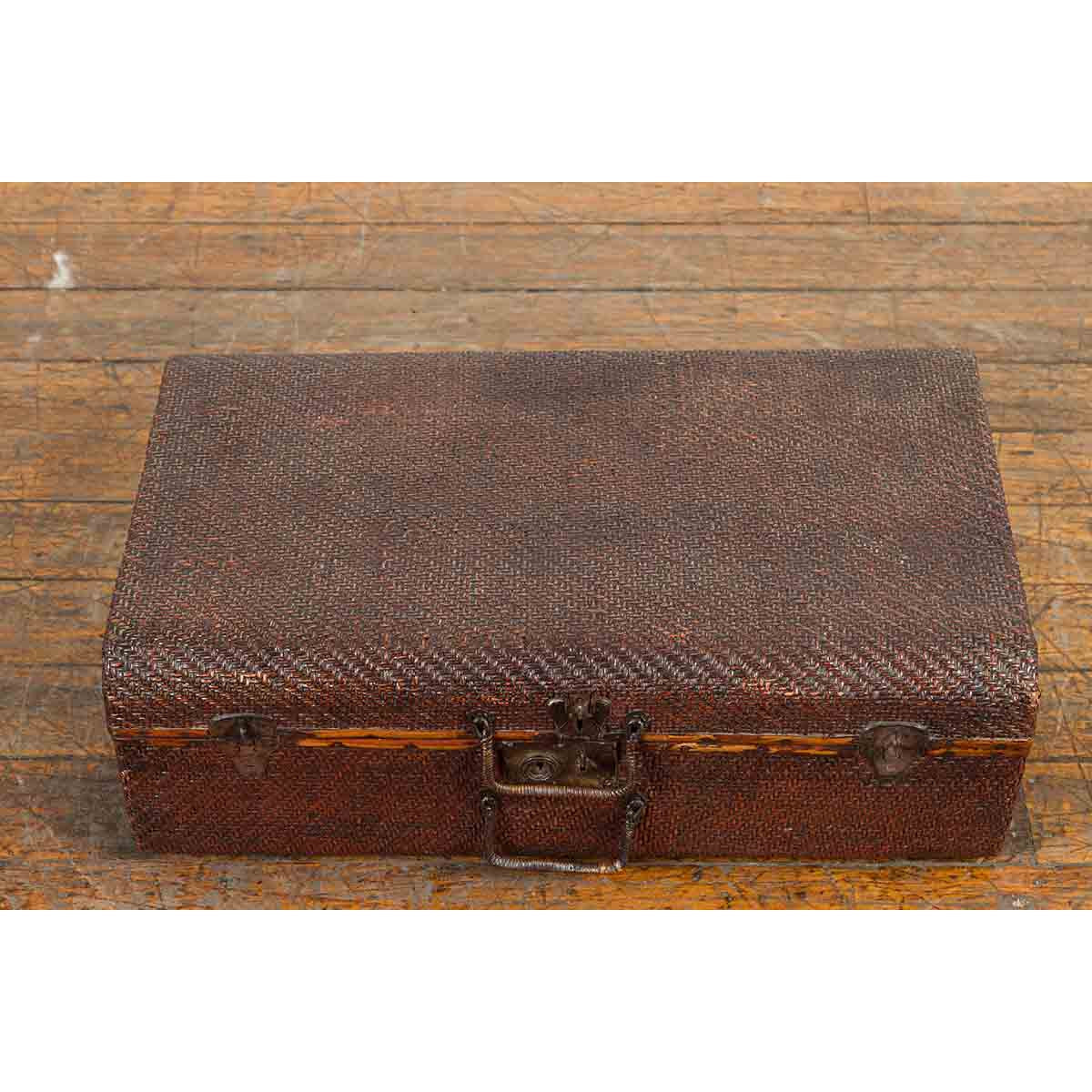 Thai 19th Century Woven Rattan over Wood Carrying Case with Painted Interior-7. Asian & Chinese Furniture, Art, Antiques, Vintage Home Décor for sale at FEA Home