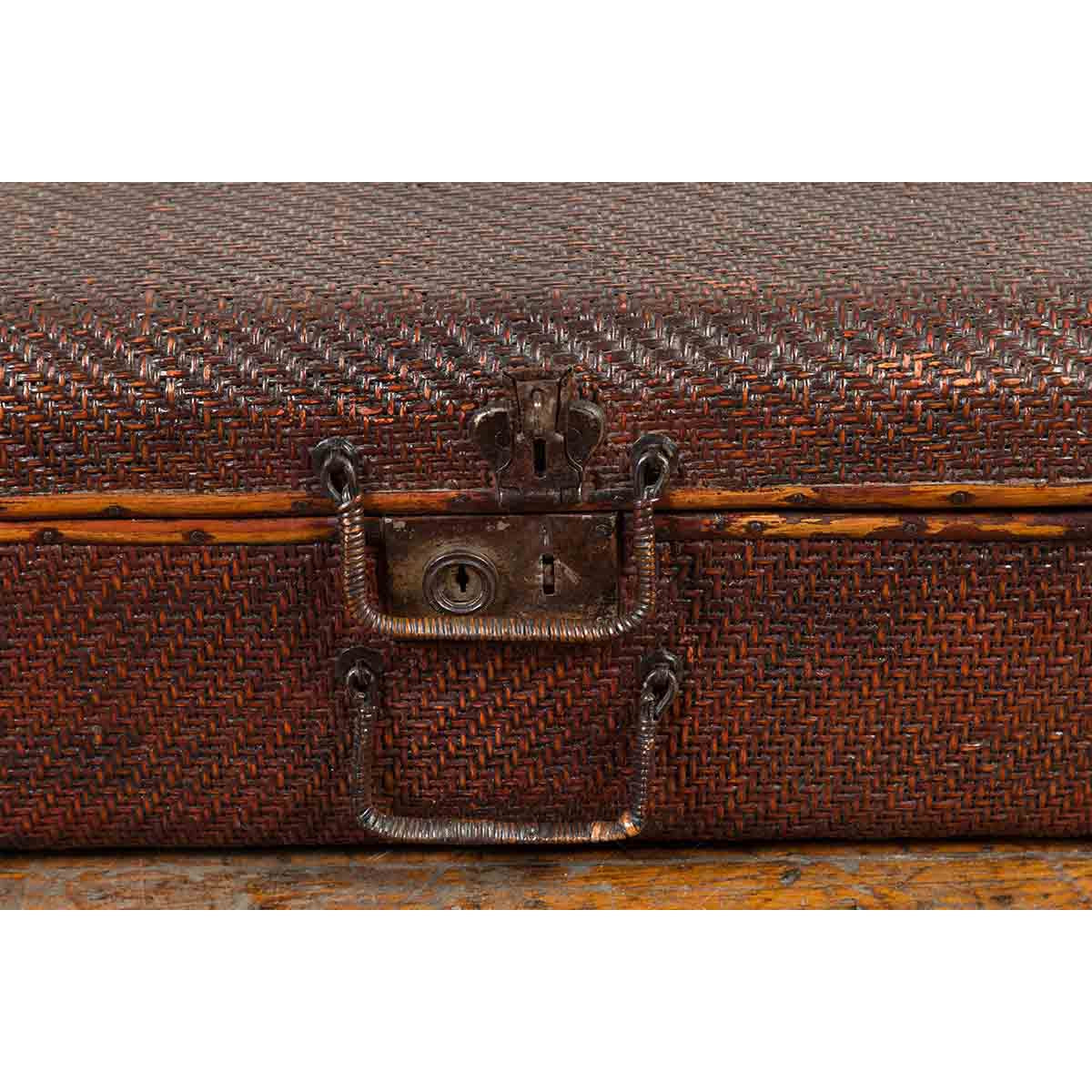 Thai 19th Century Woven Rattan over Wood Carrying Case with Painted Interior-8. Asian & Chinese Furniture, Art, Antiques, Vintage Home Décor for sale at FEA Home