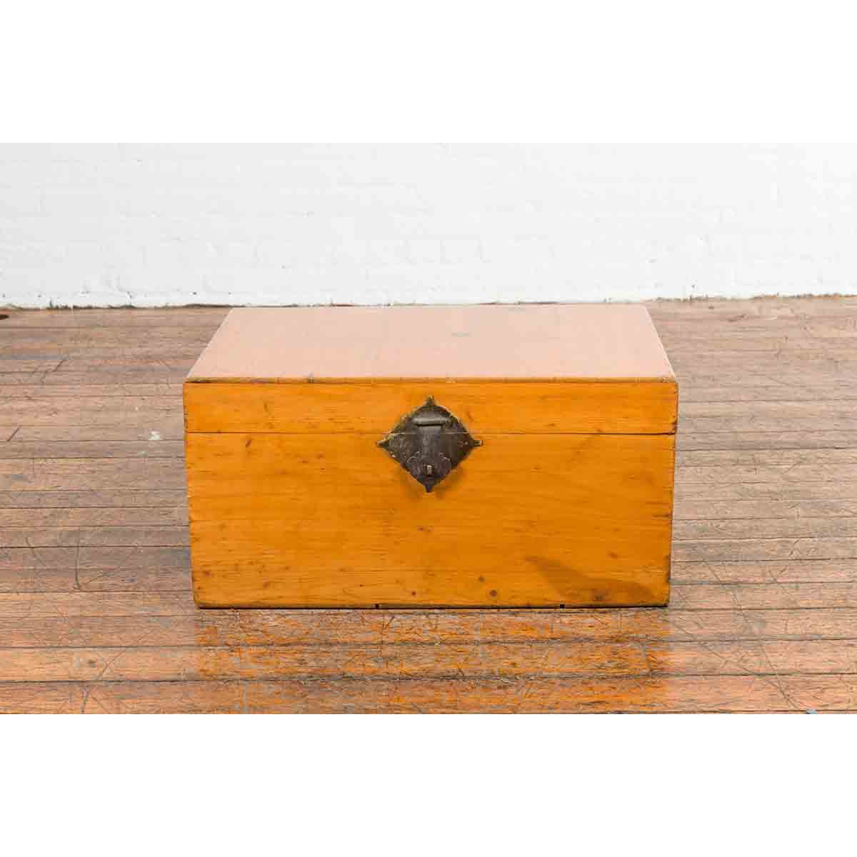 Chinese Early 20th Century Elmwood Blanket Chest with Brass Hardware-3. Asian & Chinese Furniture, Art, Antiques, Vintage Home Décor for sale at FEA Home