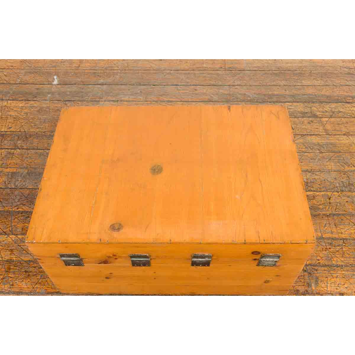 Chinese Early 20th Century Elmwood Blanket Chest with Brass Hardware-13. Asian & Chinese Furniture, Art, Antiques, Vintage Home Décor for sale at FEA Home
