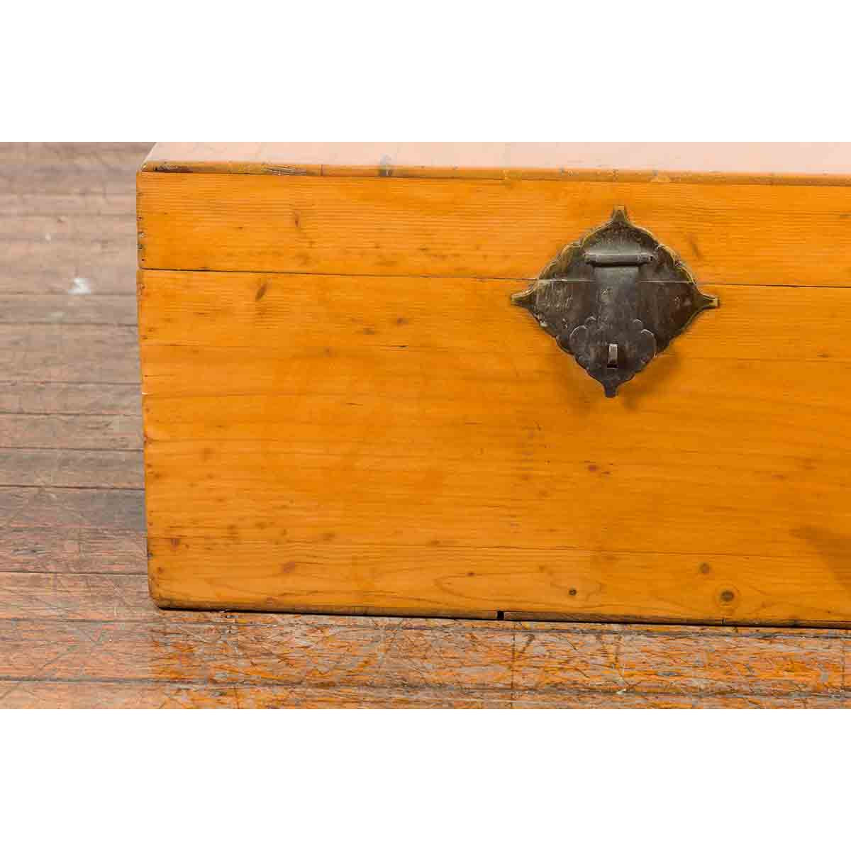 Chinese Early 20th Century Elmwood Blanket Chest with Brass Hardware-8. Asian & Chinese Furniture, Art, Antiques, Vintage Home Décor for sale at FEA Home
