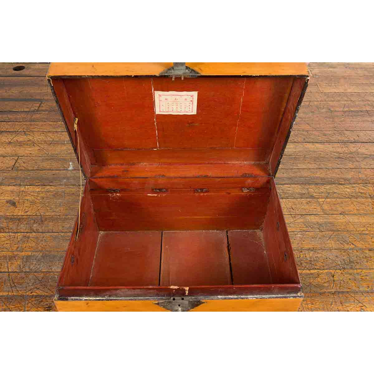 Chinese Early 20th Century Elmwood Blanket Chest with Brass Hardware-5. Asian & Chinese Furniture, Art, Antiques, Vintage Home Décor for sale at FEA Home