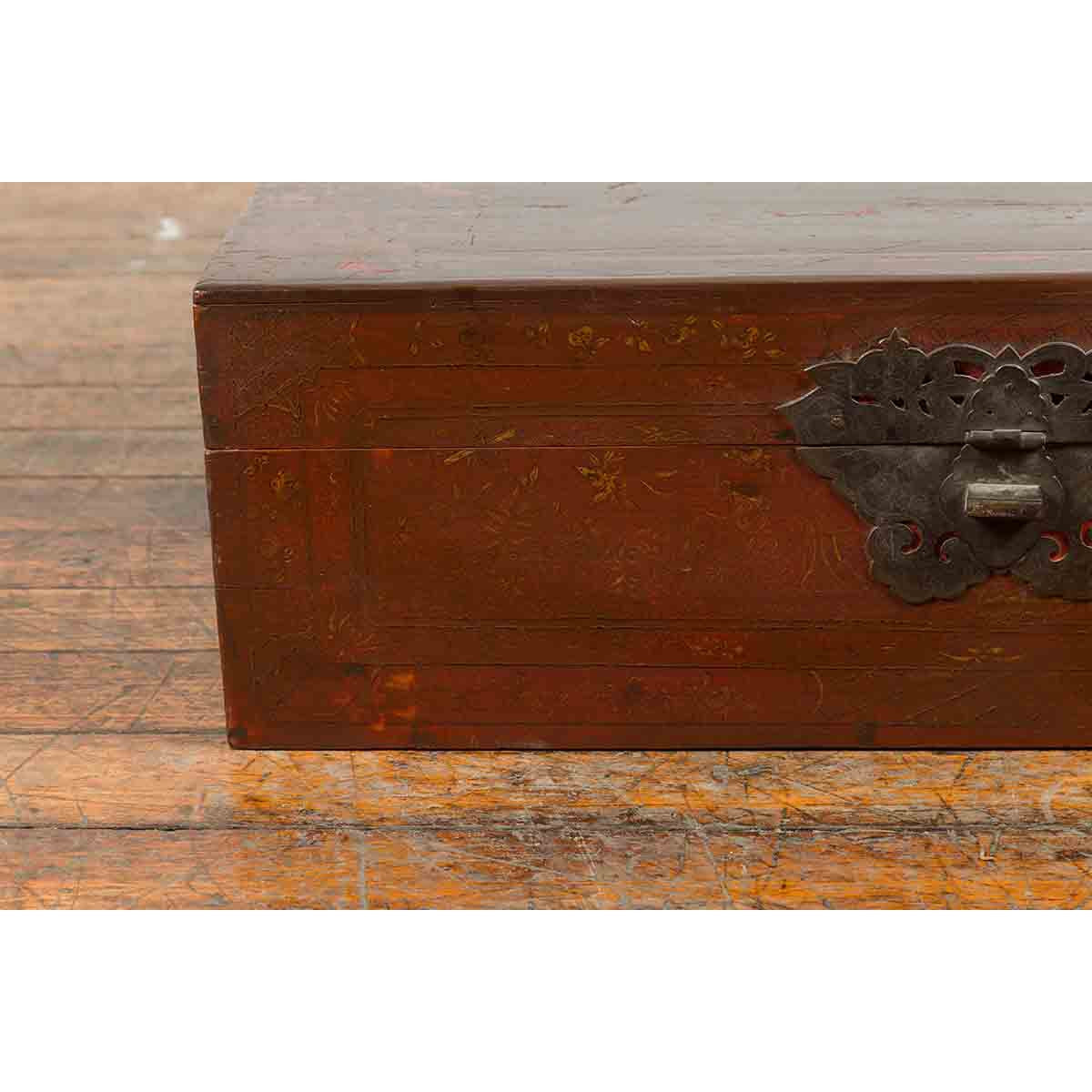 Chinese Early 20th Century Blanket Chest with Underglaze Floral Motifs-6. Asian & Chinese Furniture, Art, Antiques, Vintage Home Décor for sale at FEA Home