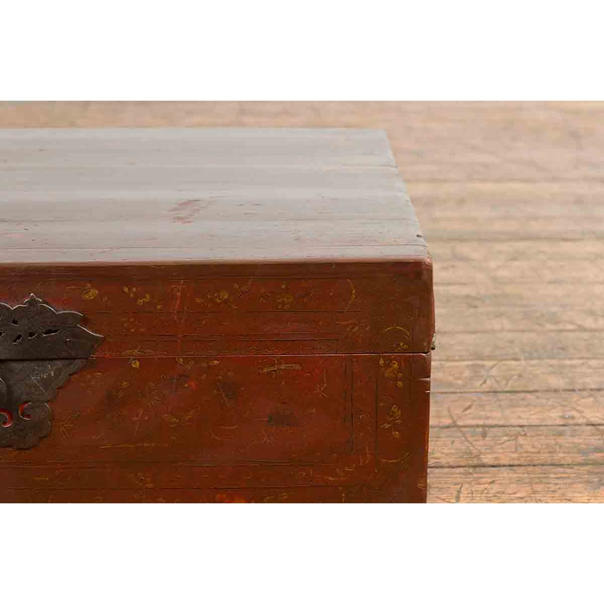 Chinese Early 20th Century Blanket Chest with Underglaze Floral Motifs-7. Asian & Chinese Furniture, Art, Antiques, Vintage Home Décor for sale at FEA Home