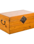 Early 20th Century Natural Elmwood Blanket Chest with Brass Side Handles-1. Asian & Chinese Furniture, Art, Antiques, Vintage Home Décor for sale at FEA Home