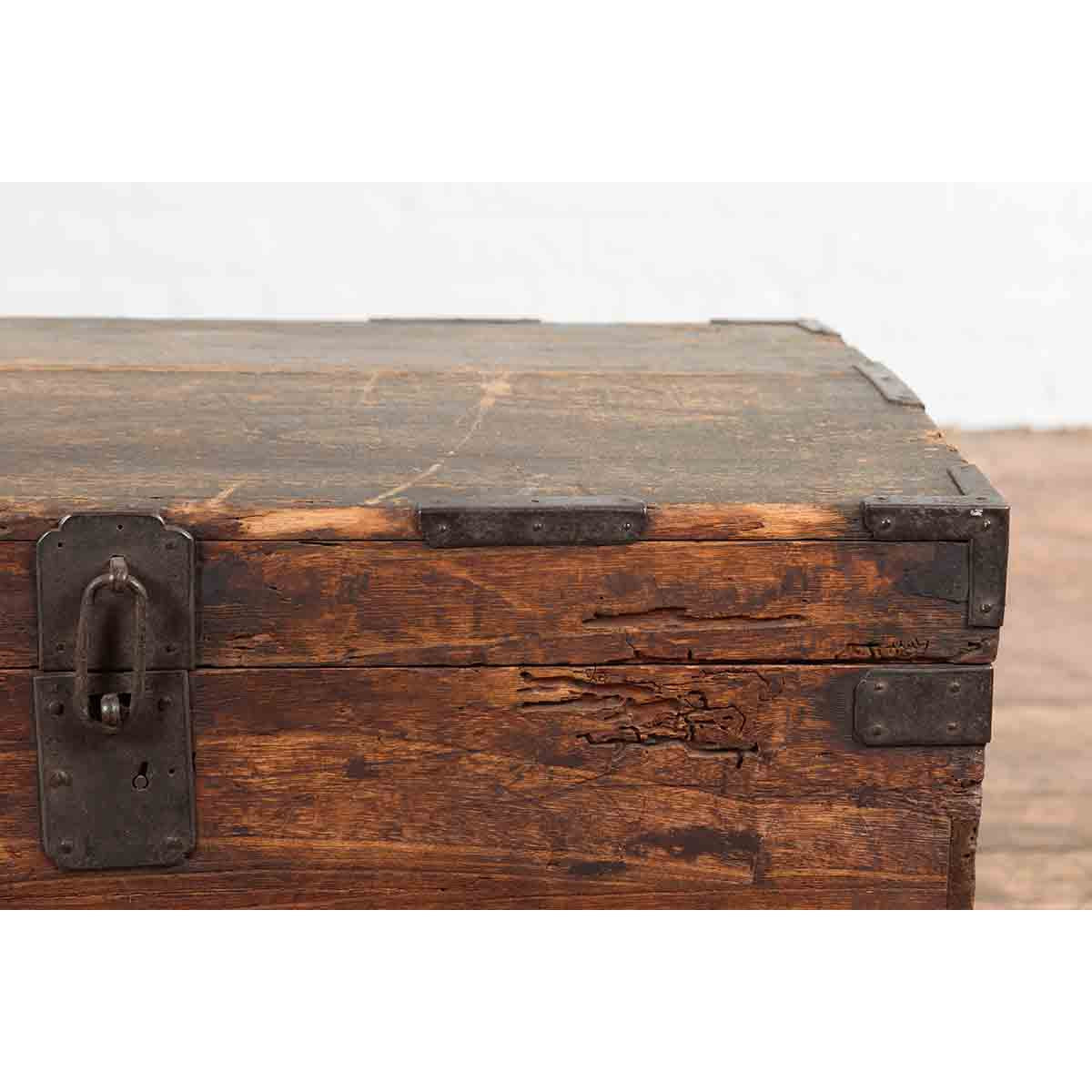 Japanese Meiji Period 19th Century Blanket Chest with Iron Hardware and Patina-7. Asian & Chinese Furniture, Art, Antiques, Vintage Home Décor for sale at FEA Home