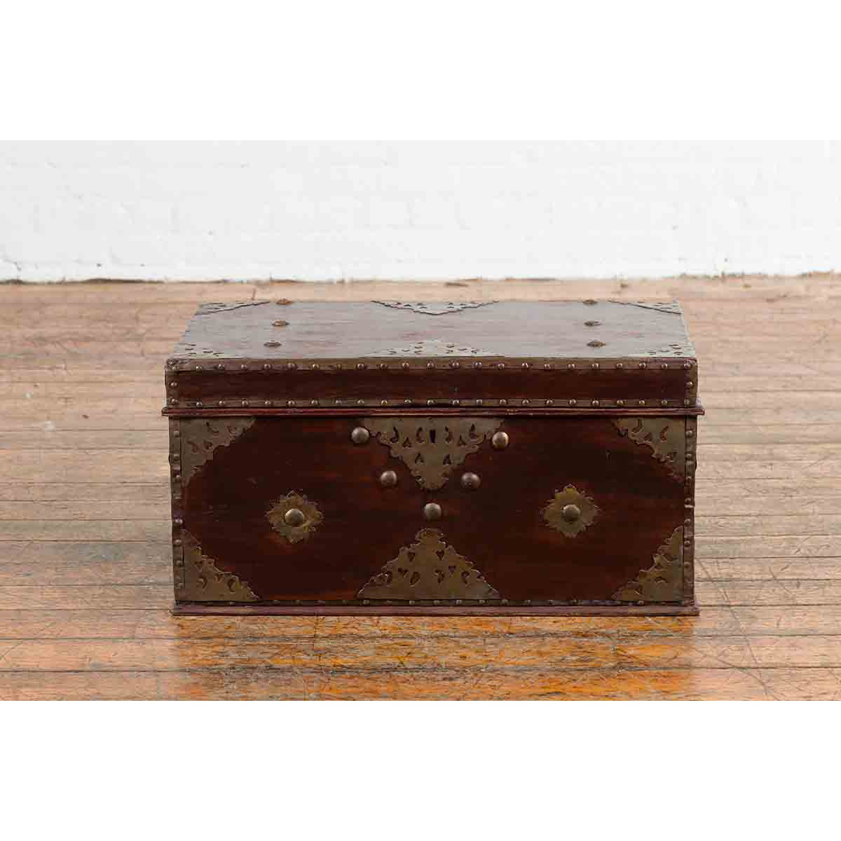 Indonesian 19th Century Wooden Blanket Chest with Detailed Brass Hardware-3. Asian & Chinese Furniture, Art, Antiques, Vintage Home Décor for sale at FEA Home