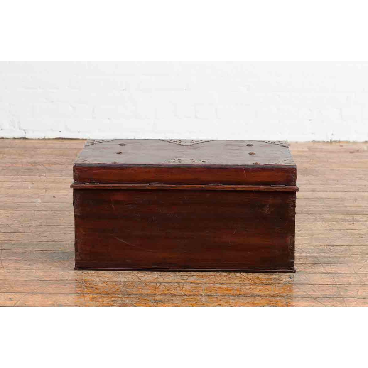 Indonesian 19th Century Wooden Blanket Chest with Detailed Brass Hardware-13. Asian & Chinese Furniture, Art, Antiques, Vintage Home Décor for sale at FEA Home