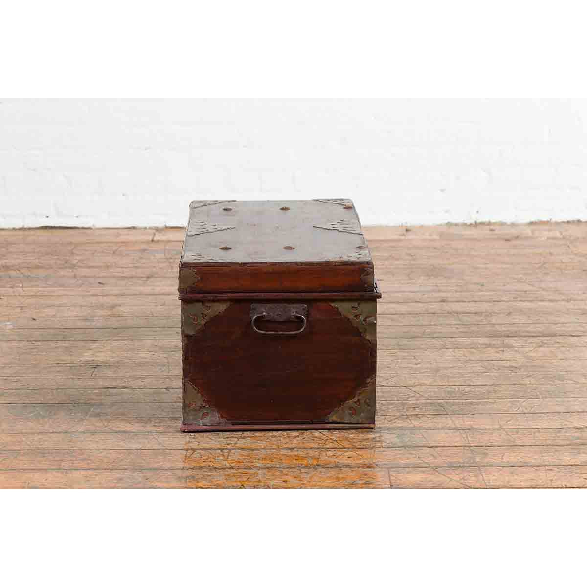 Indonesian 19th Century Wooden Blanket Chest with Detailed Brass Hardware-14. Asian & Chinese Furniture, Art, Antiques, Vintage Home Décor for sale at FEA Home