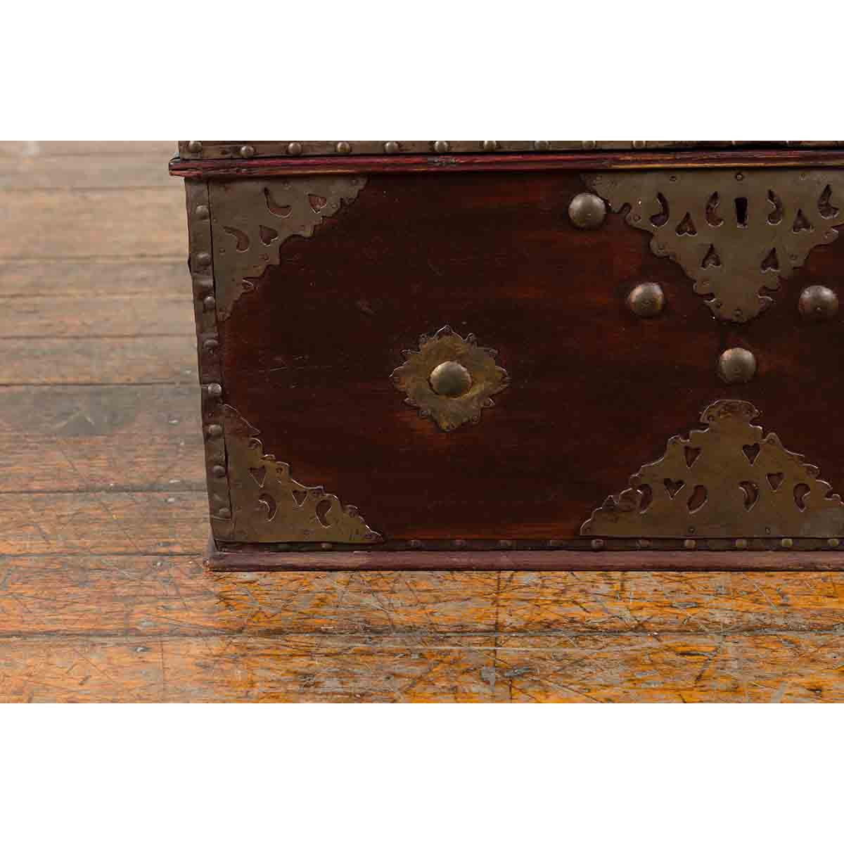 Indonesian 19th Century Wooden Blanket Chest with Detailed Brass Hardware-6. Asian & Chinese Furniture, Art, Antiques, Vintage Home Décor for sale at FEA Home