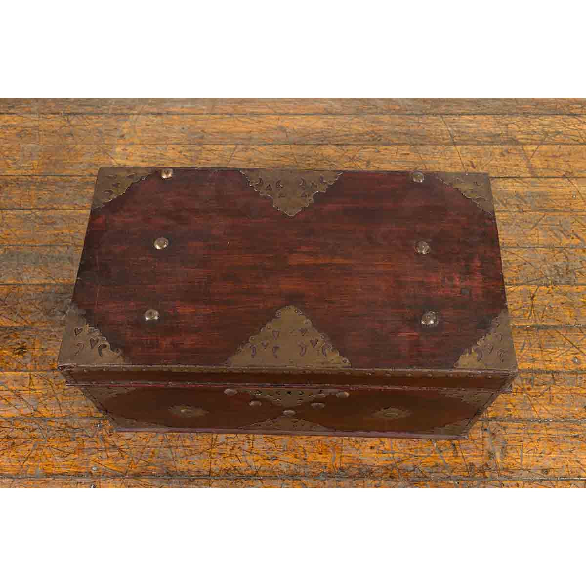 Indonesian 19th Century Wooden Blanket Chest with Detailed Brass Hardware-10. Asian & Chinese Furniture, Art, Antiques, Vintage Home Décor for sale at FEA Home