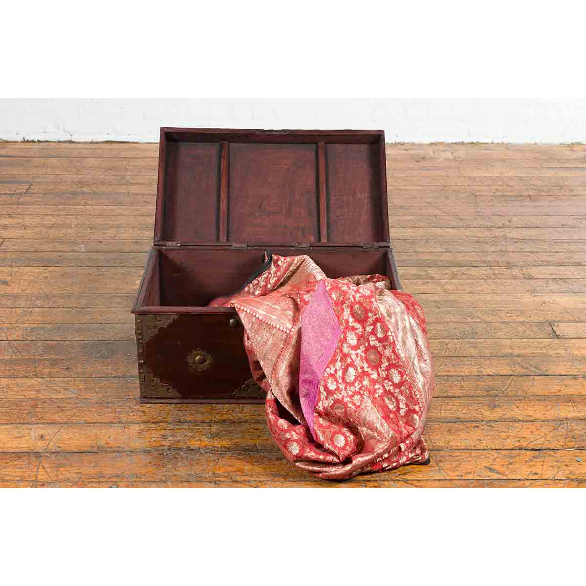Indonesian 19th Century Wooden Blanket Chest with Detailed Brass Hardware-4. Asian & Chinese Furniture, Art, Antiques, Vintage Home Décor for sale at FEA Home