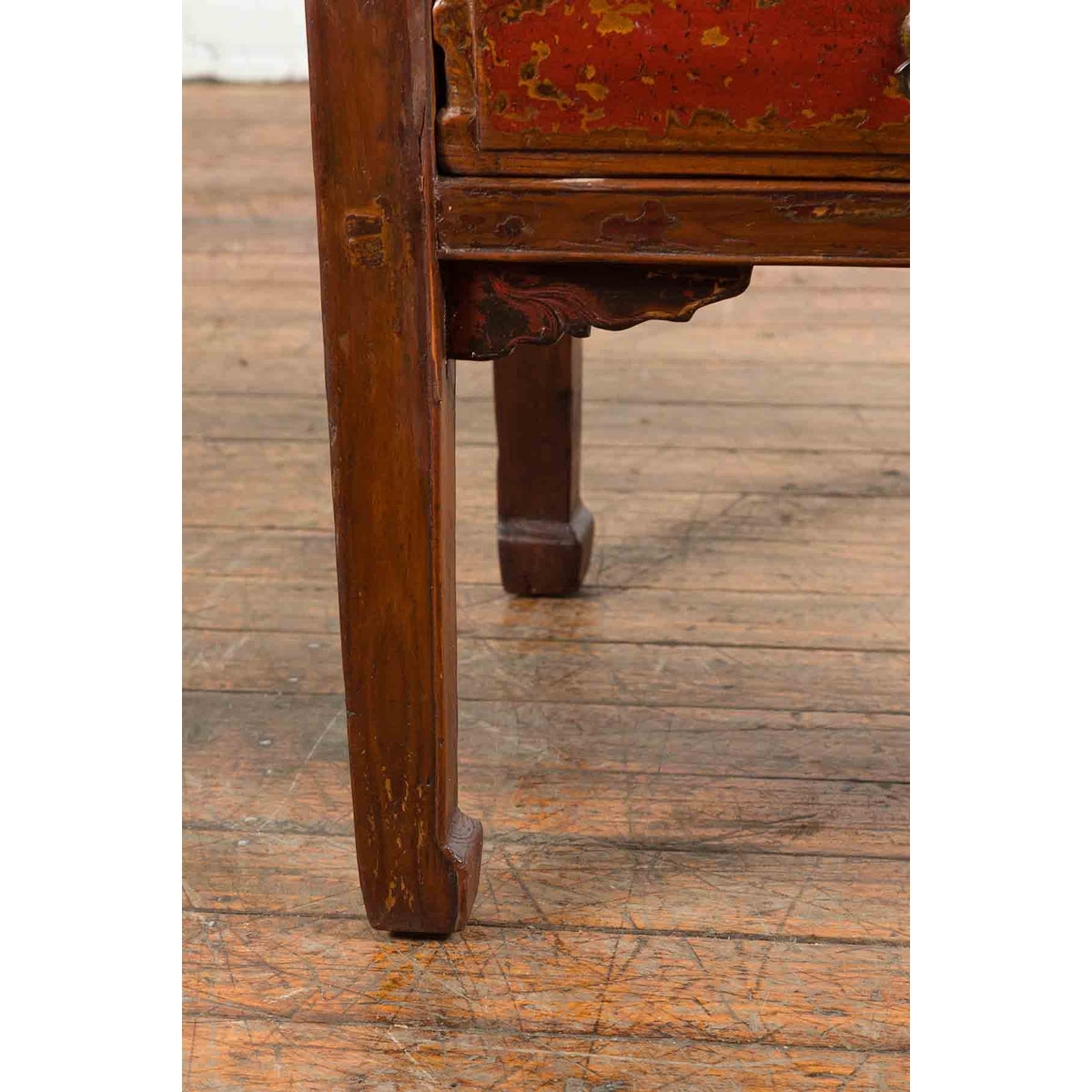 Chinese 19th Century Qing Dynasty Distressed Side Table with Cinnabar Underglaze-8. Asian & Chinese Furniture, Art, Antiques, Vintage Home Décor for sale at FEA Home