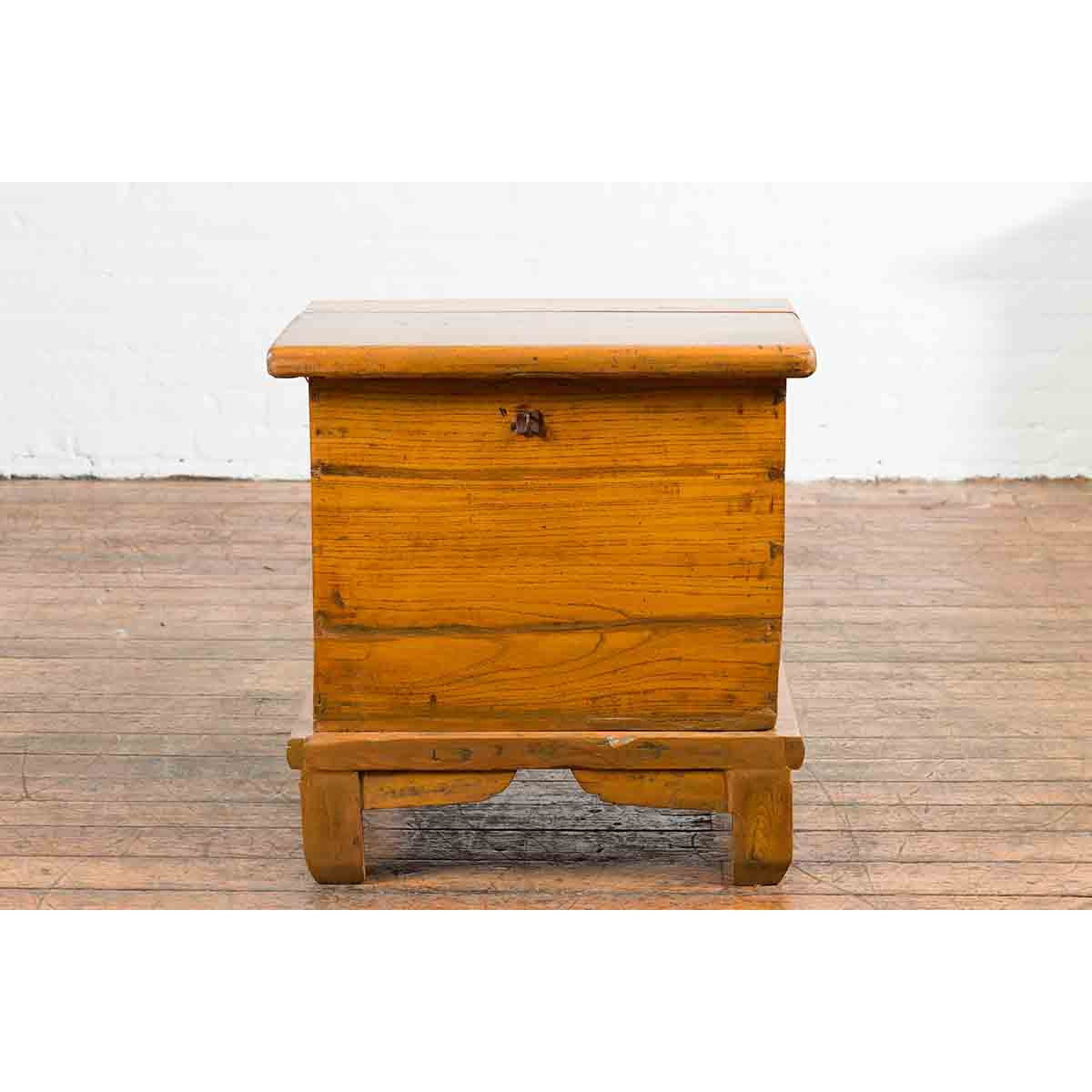 Small Chinese Qing Dynasty 19th Century Elmwood Two-Piece Storage Cabinet-3. Asian & Chinese Furniture, Art, Antiques, Vintage Home Décor for sale at FEA Home