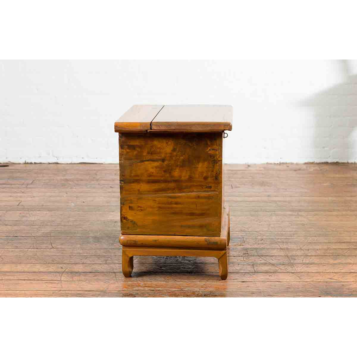 Small Chinese Qing Dynasty 19th Century Elmwood Two-Piece Storage Cabinet-12. Asian & Chinese Furniture, Art, Antiques, Vintage Home Décor for sale at FEA Home