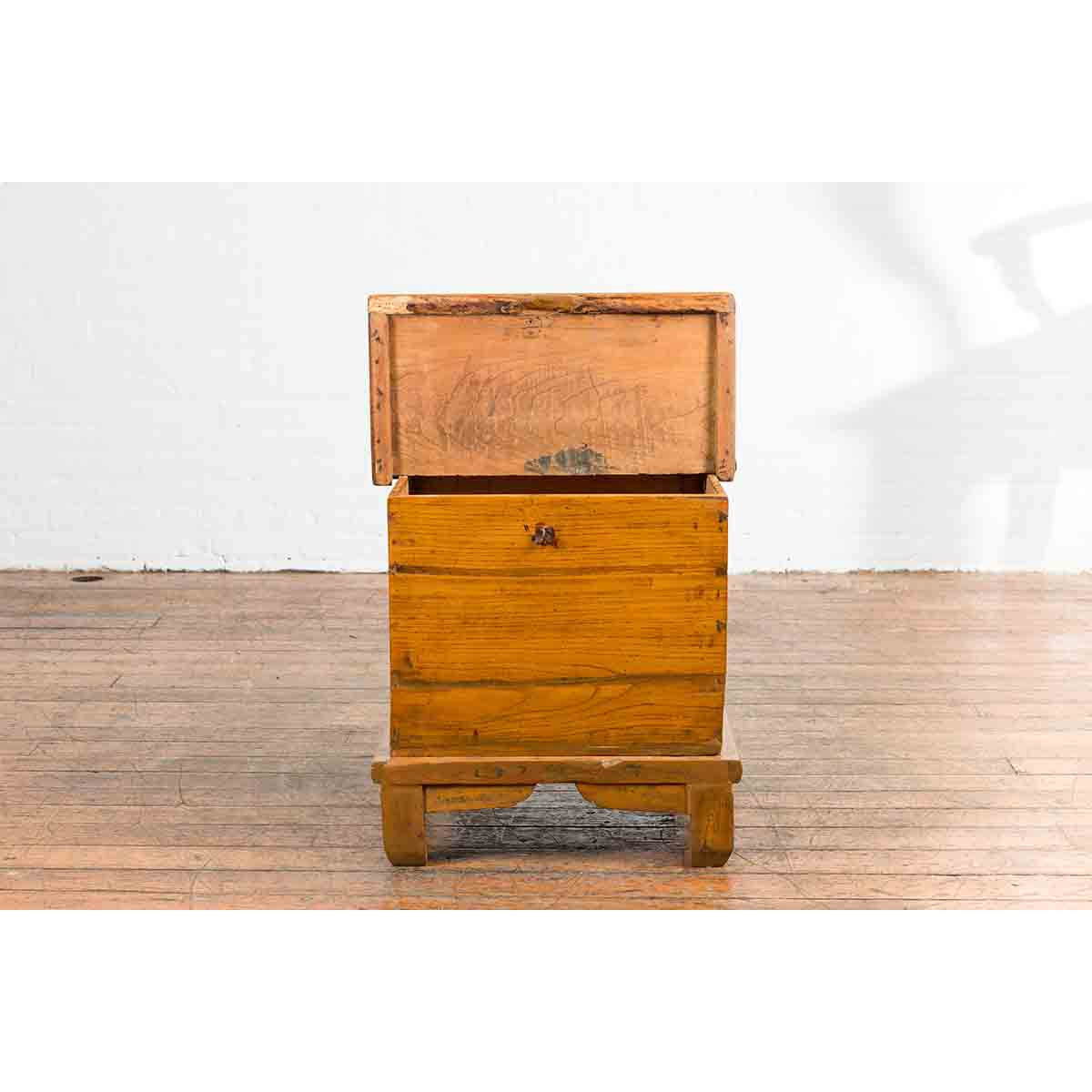 Small Chinese Qing Dynasty 19th Century Elmwood Two-Piece Storage Cabinet-11. Asian & Chinese Furniture, Art, Antiques, Vintage Home Décor for sale at FEA Home