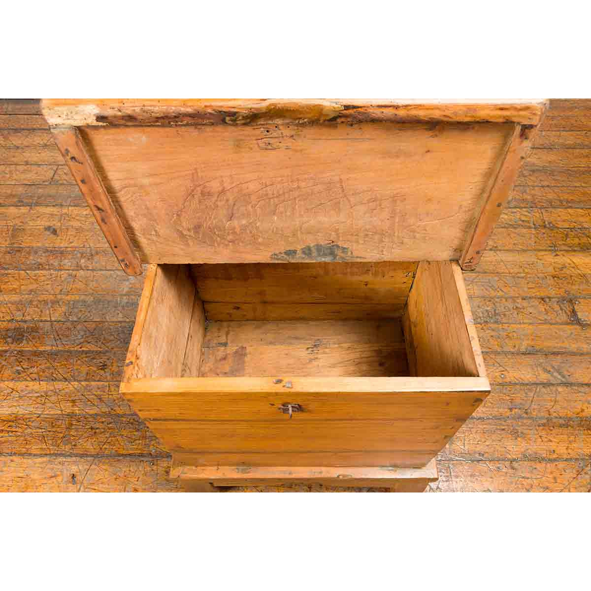 Small Chinese Qing Dynasty 19th Century Elmwood Two-Piece Storage Cabinet-5. Asian & Chinese Furniture, Art, Antiques, Vintage Home Décor for sale at FEA Home