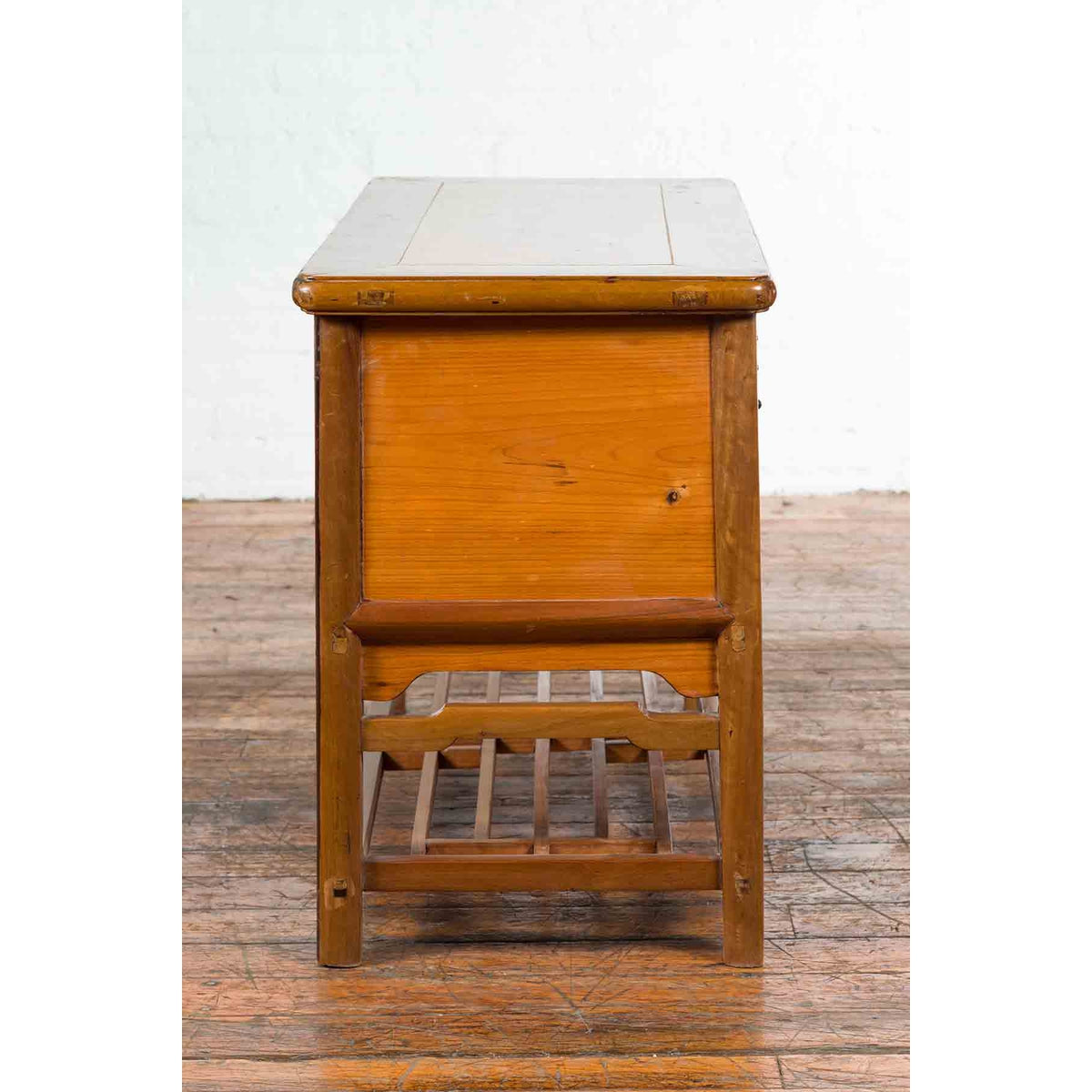 Chinese Early 20th Century Sideboard with Three Drawers and Natural Finish-13. Asian & Chinese Furniture, Art, Antiques, Vintage Home Décor for sale at FEA Home