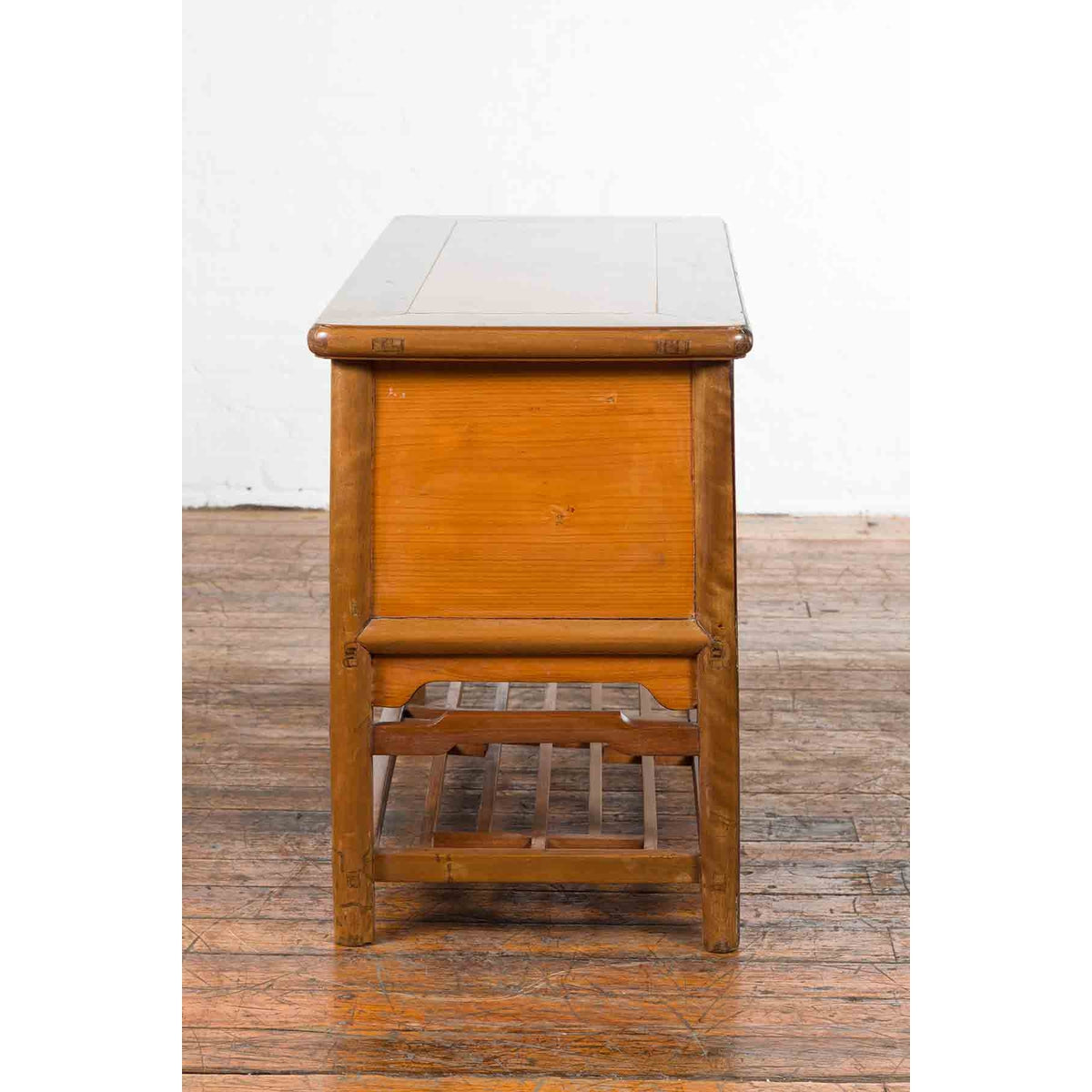 Chinese Early 20th Century Sideboard with Three Drawers and Natural Finish-16. Asian & Chinese Furniture, Art, Antiques, Vintage Home Décor for sale at FEA Home