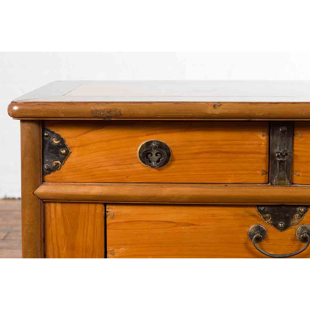 Chinese Early 20th Century Sideboard with Three Drawers and Natural Finish-6. Asian & Chinese Furniture, Art, Antiques, Vintage Home Décor for sale at FEA Home